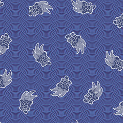 The design features auspicious turtles and waves.,