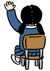 椅子に座る女の子のベクターイラスト