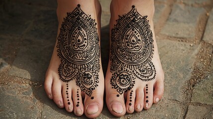 Two feet with henna designs on them