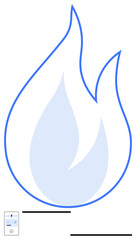 Blue flame outline symbolizing energy efficiency, warmth, or gas utility with a minimalist mobile app display. Ideal for energy, gas, utility, app development, eco-solutions, marketing simple