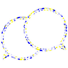 ステンドグラス風吹き出し　三角形模様　重なる会話