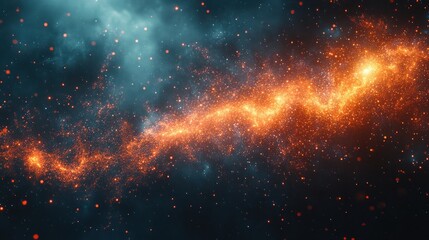 Cosmic Nebula: A Celestial Dance of Orange and Teal