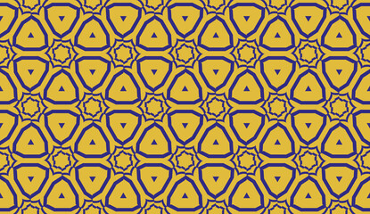 Pattern with curved line. Triangles style. Vector illustration. Orange blue color For you home interior wallpaper, fashion print. Seamless