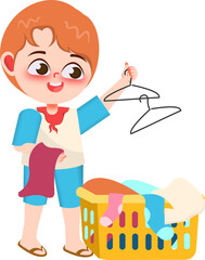 Illustration of a child cleaning