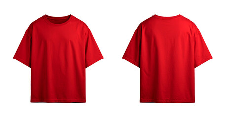 oversized t-shirt red blank, oversized tshirt for mockup on transparent background.