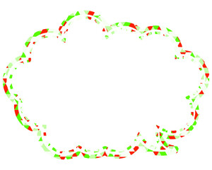 ステンドグラス風吹き出し　三角形模様　丸みのある雲形