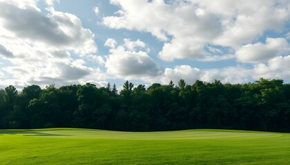 Serene Golf Course Landscape Under a Cloudy Sky