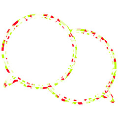 ステンドグラス風吹き出し　三角形模様　重なる会話