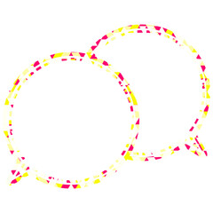 ステンドグラス風吹き出し　三角形模様　重なる会話