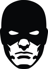 Black and white bold vector of a superhero mask, isolated on white background.