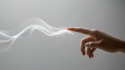 A delicate hand reaching out, creating a mystical wispy illusion of magic.