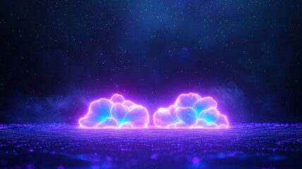 Vibrant Night Sky Abstract Purple and Blue Digital Art
