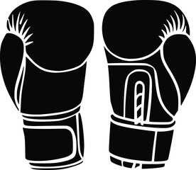 Black and white bold vector of a boxing gloves, isolated on white background.