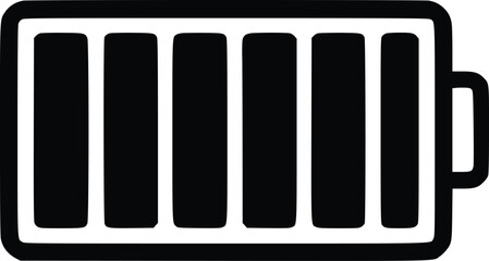 Black and white bold vector of a battery icon, isolated on white background.