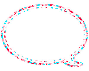 ステンドグラス風吹き出し　三角形模様　丸形