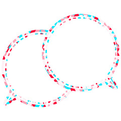 ステンドグラス風吹き出し　三角形模様　重なる会話