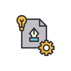 Creative process colored icons, minimalist vector illustration ,simple transparent graphic element .Isolated on white background