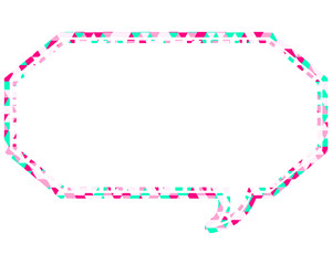 ステンドグラス風吹き出し　三角形模様　細長い八角形