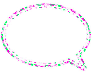 ステンドグラス風吹き出し　三角形模様　丸形