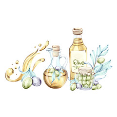 Exploring the beauty of olives and olive oil in watercolor art inspired by Italian cuisine and nature