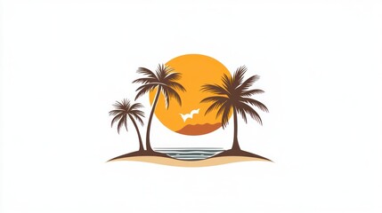Tropical Island Sunset, Peaceful Paradise, Image for Tourism