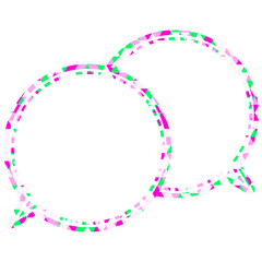 ステンドグラス風吹き出し　三角形模様　重なる会話