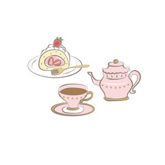 ティーセットのイラスト