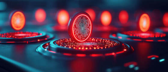 Biometric payment systems with glowing fingerprint sensors