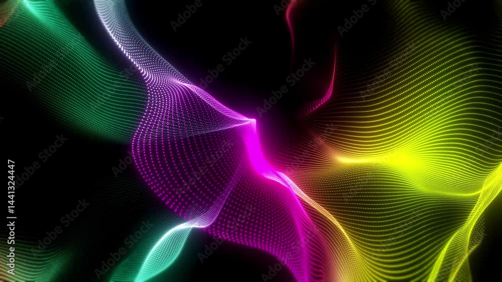 Wall mural 4k science fiction background with smooth looped animation of glowing particles, shining bokeh spark