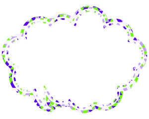 ステンドグラス風吹き出し　三角形模様　丸みのある雲形