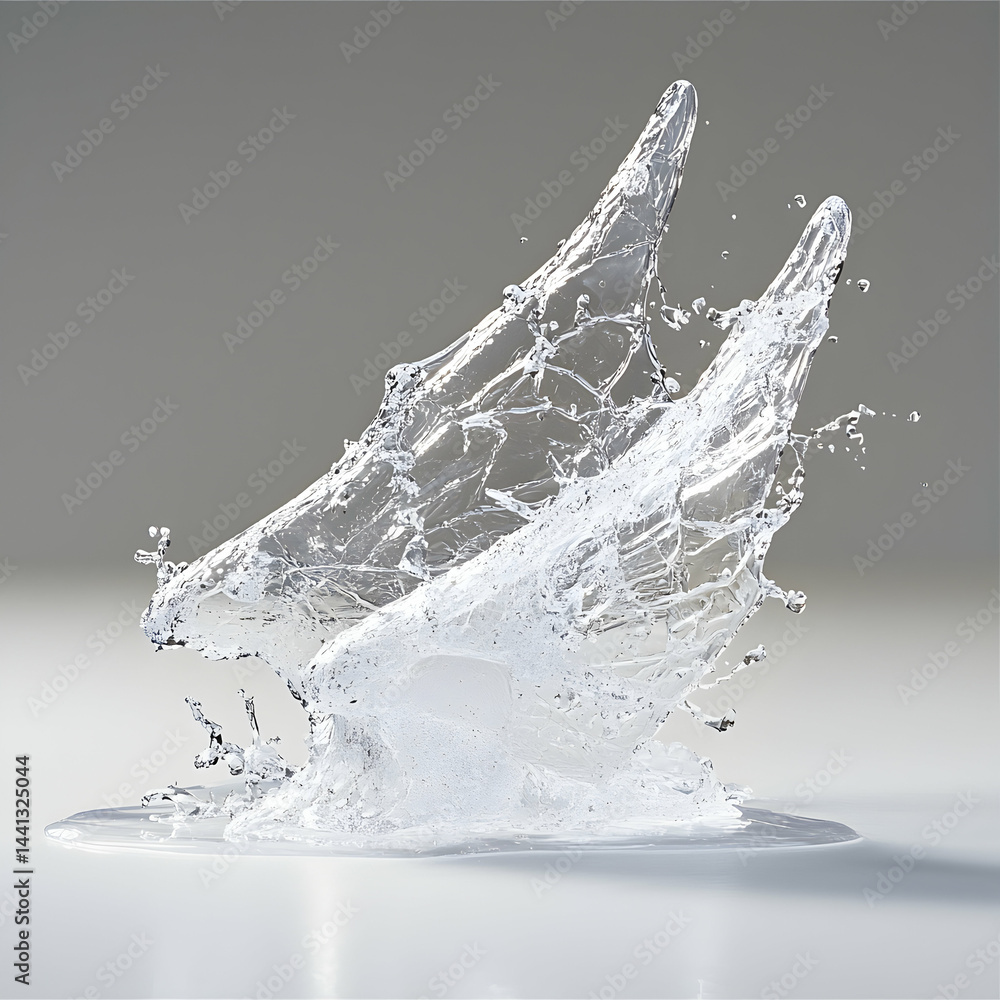 Poster a dynamic image of water frozen in motion showcasing splash artistry and fluid dynamics. ideal for a