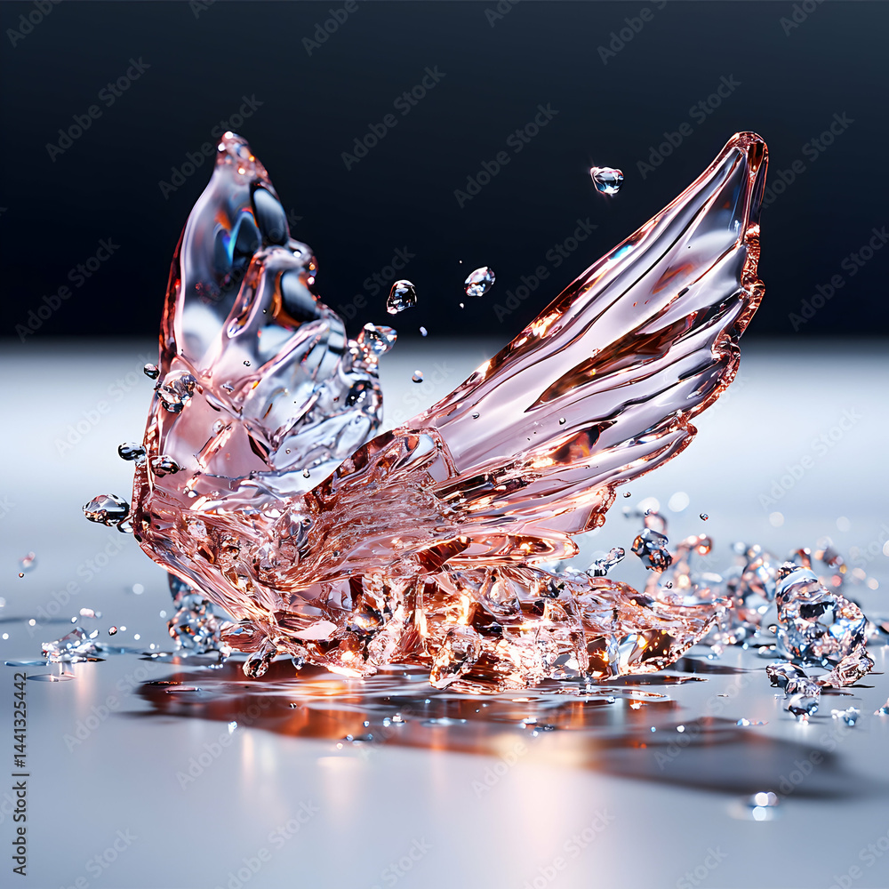 Poster a mesmerizing artwork features a butterfly crafted from liquid. it's a beautiful display for a digit