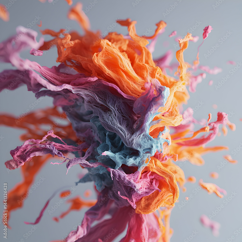 Poster abstract artwork featuring vibrant colors swirling and exploding. perfect for modern design projects