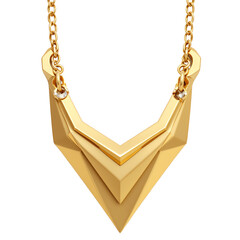 Elegant geometric gold necklace design.