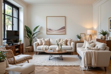 Modern Living Room with Stylish Decor and Cozy Atmosphere