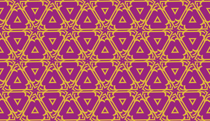 Fototapeta premium Curved line in triangles style. Vector illustration. Purple orange color. For interior wallpaper, smart design, fashion print. Seamless