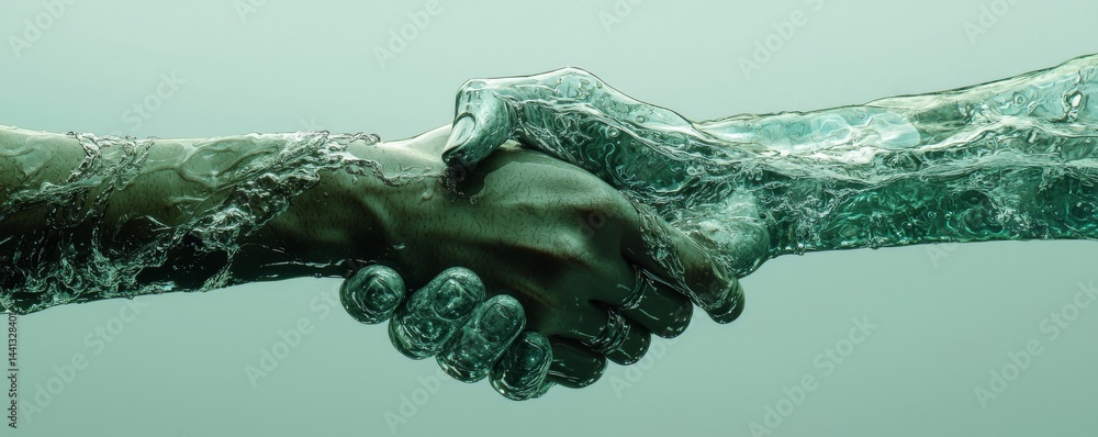 Aufkleber symbolic handshake representing unity and connection amid modern challenges.