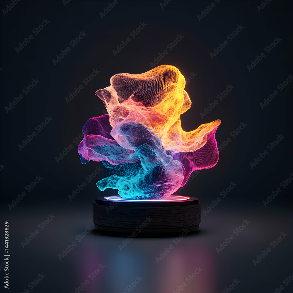 Poster abstract colorful neon display. ideal for digital art installations or futuristic tech displays. add