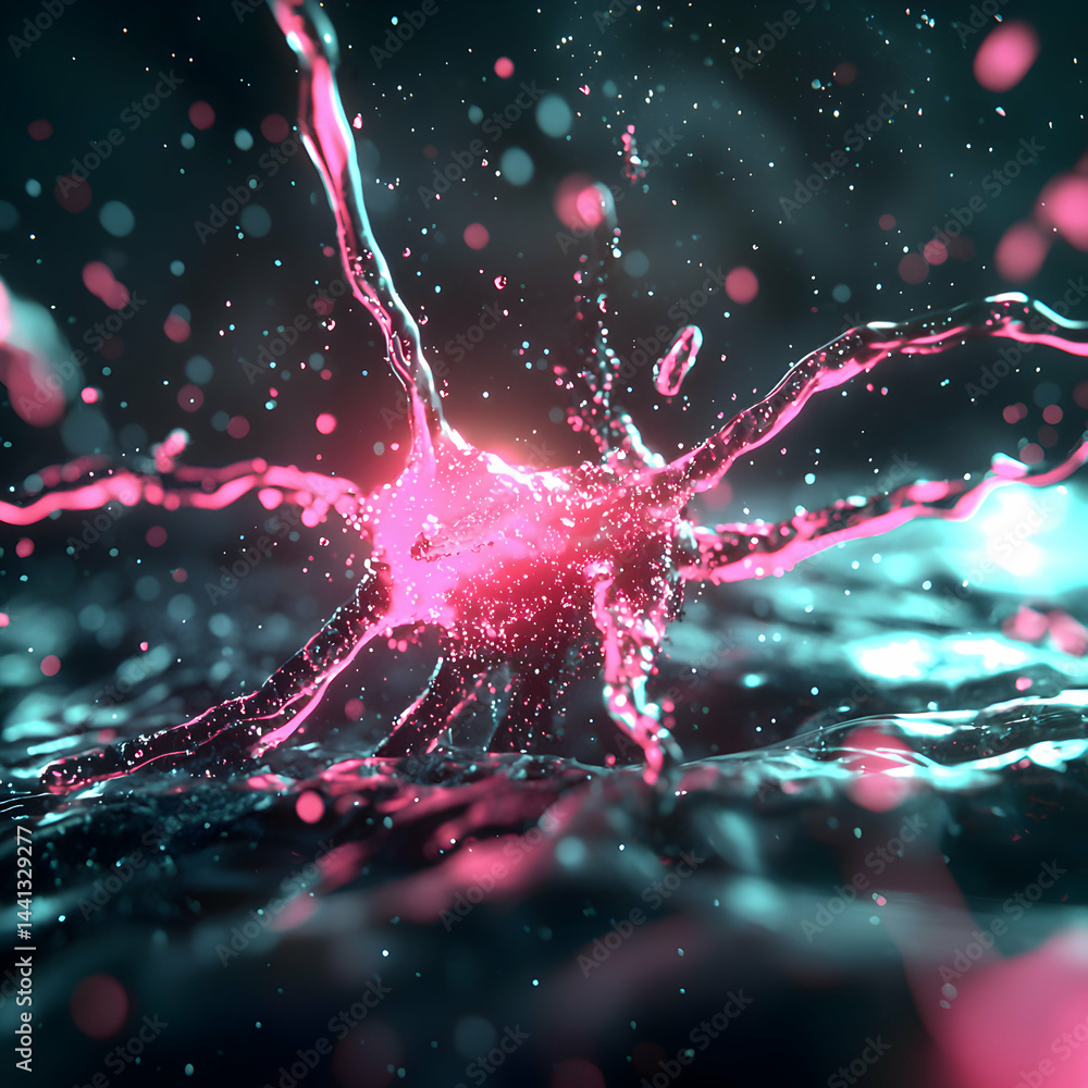 Aufkleber vibrant abstract rendering of a neuron. a futuristic artistic depiction of the nervous system. use i