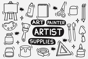 set of artist doodle good for background, wallpaper, icon, element design, etc