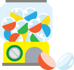 カラフルなカプセルがいっぱいの楽しいガチャガチャマシン　Colorful Gashapon Machine Full of Surprise Capsules