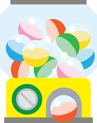 カラフルなカプセルがいっぱいの楽しいガチャガチャマシン　Colorful Gashapon Machine Full of Surprise Capsules