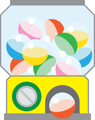 カラフルなカプセルがいっぱいの楽しいガチャガチャマシン　Colorful Gashapon Machine Full of Surprise Capsules