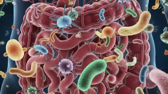 Visualizing Microorganisms in the Human Intestine Detailed Animated View