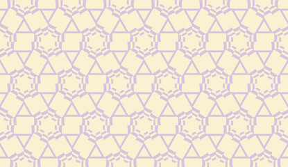 Pattern with polygonal geometric elements. Vector illustration. Template for wallpaper, interior design, decoration, scrapbooking page. Purple light orange color. seamless