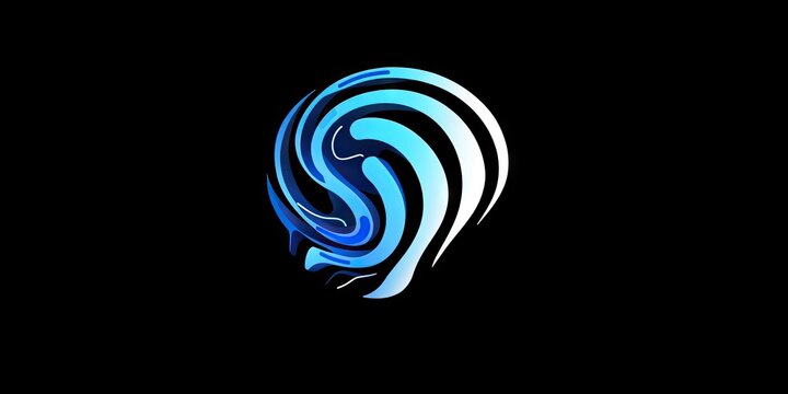 Minimalist AI logo concept with a sleek, futuristic brain design made of circuit lines, glowing blue and white, symbolizing artificial intelligence and innovation. 
