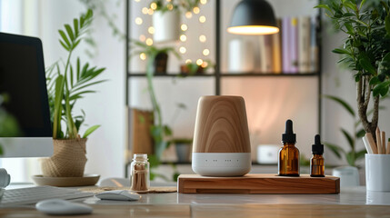 Calm workspace with essential oils