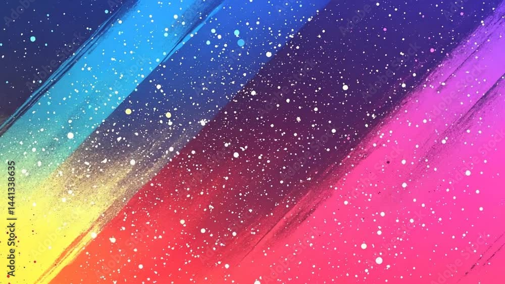 Poster colorful gradient background with flowing paint strokes and cosmic particle effect