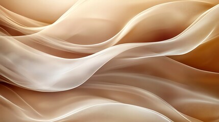 Obraz premium Elegant flowing silk fabric in soft peach and cream tones, creating a luxurious and serene atmosphere
