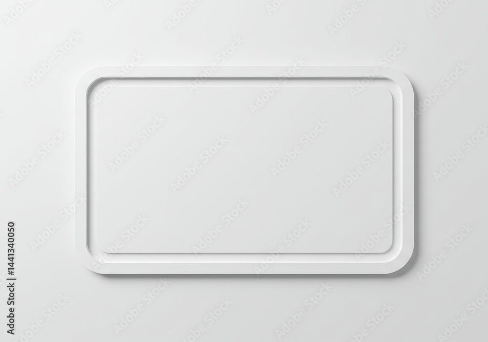 Poster a simple white rectangular frame with rounded corners on a white background minimalistic design look